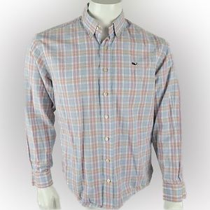 Vineyard Vines Men's Whale‎ Shirt Size Small Pink/Blue